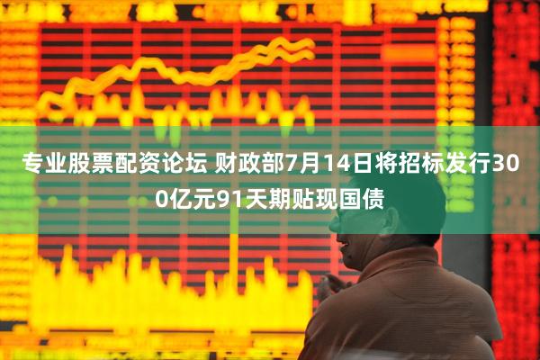 专业股票配资论坛 财政部7月14日将招标发行300亿元91天期贴现国债