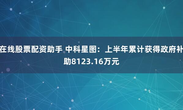 在线股票配资助手 中科星图：上半年累计获得政府补助8123.16万元
