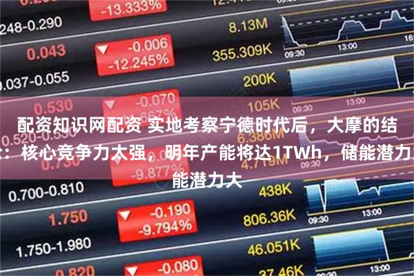 配资知识网配资 实地考察宁德时代后，大摩的结论：核心竞争力太强，明年产能将达1TWh，储能潜力大